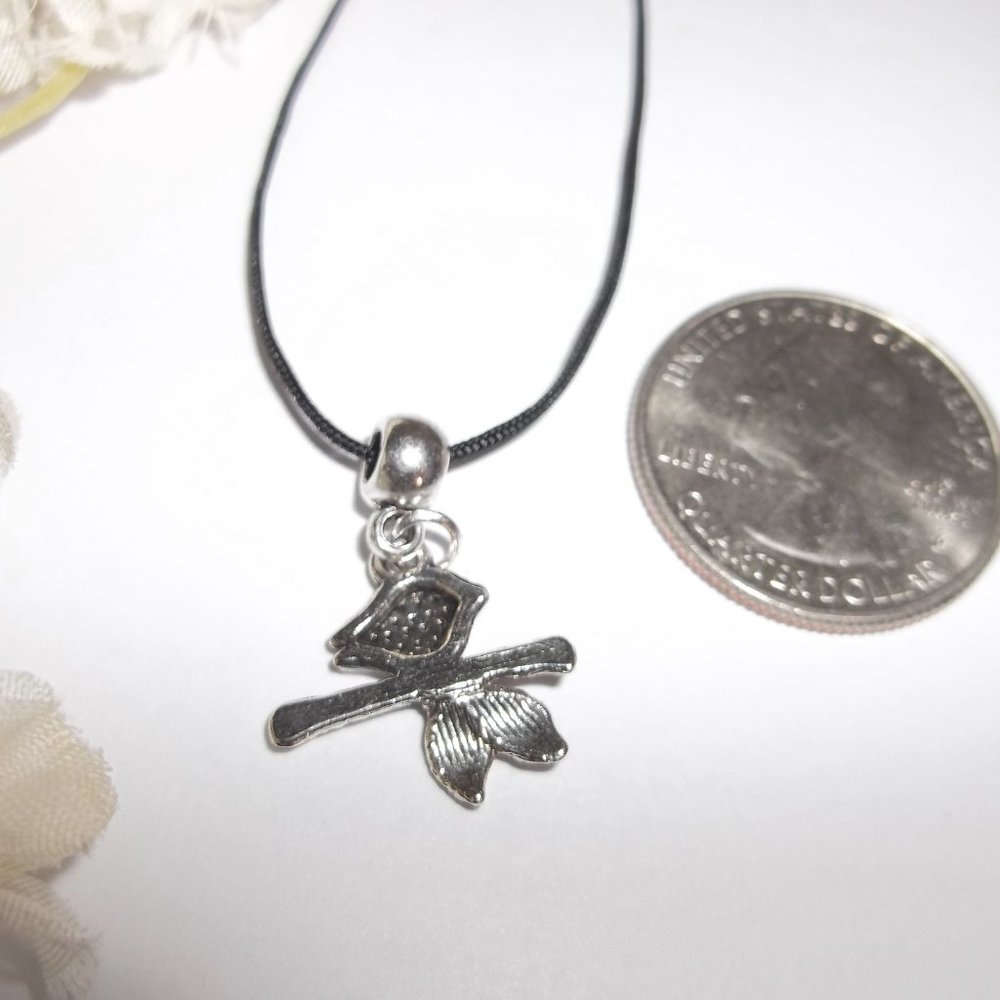Silver Bird Necklace Simple Little Birdy Boho Minimalist Adjustable Length C118 - Picture 4 of 10